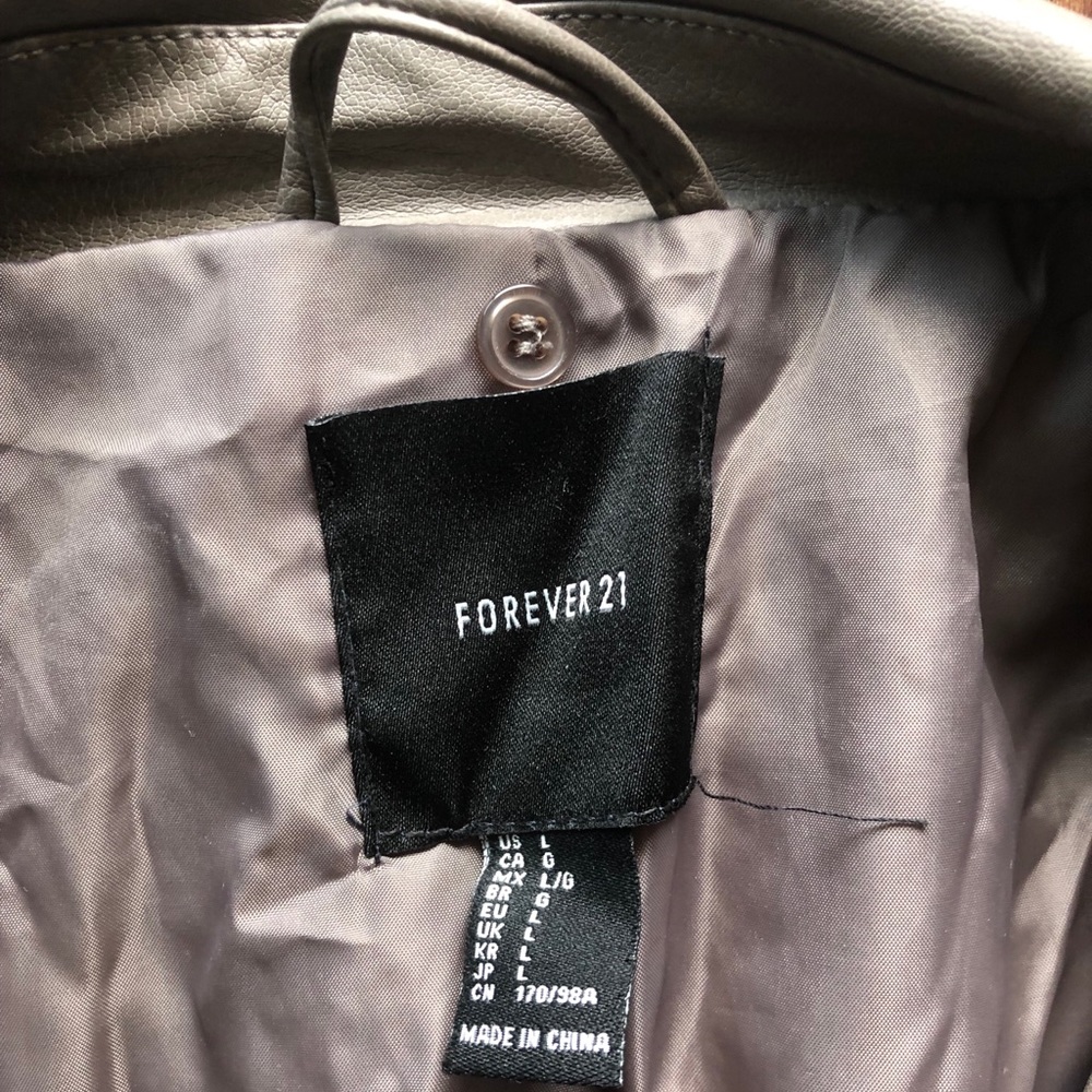 Forever 21 Olive Green/Gray Leather Jacket